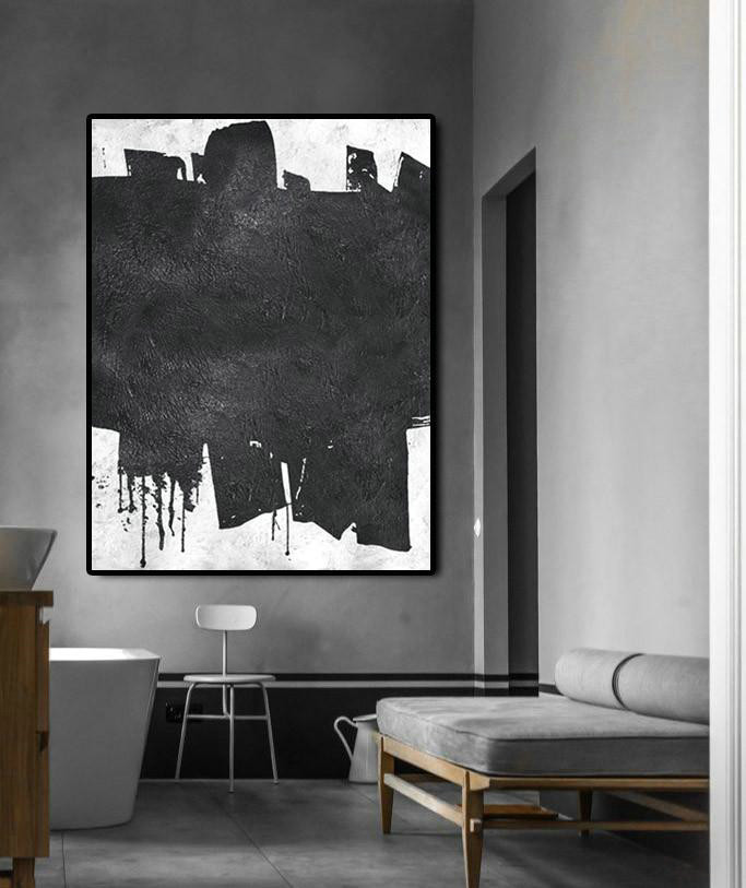 Modern Canvas Art,Black And White Minimal Painting On Canvas - Custom Oil Painting